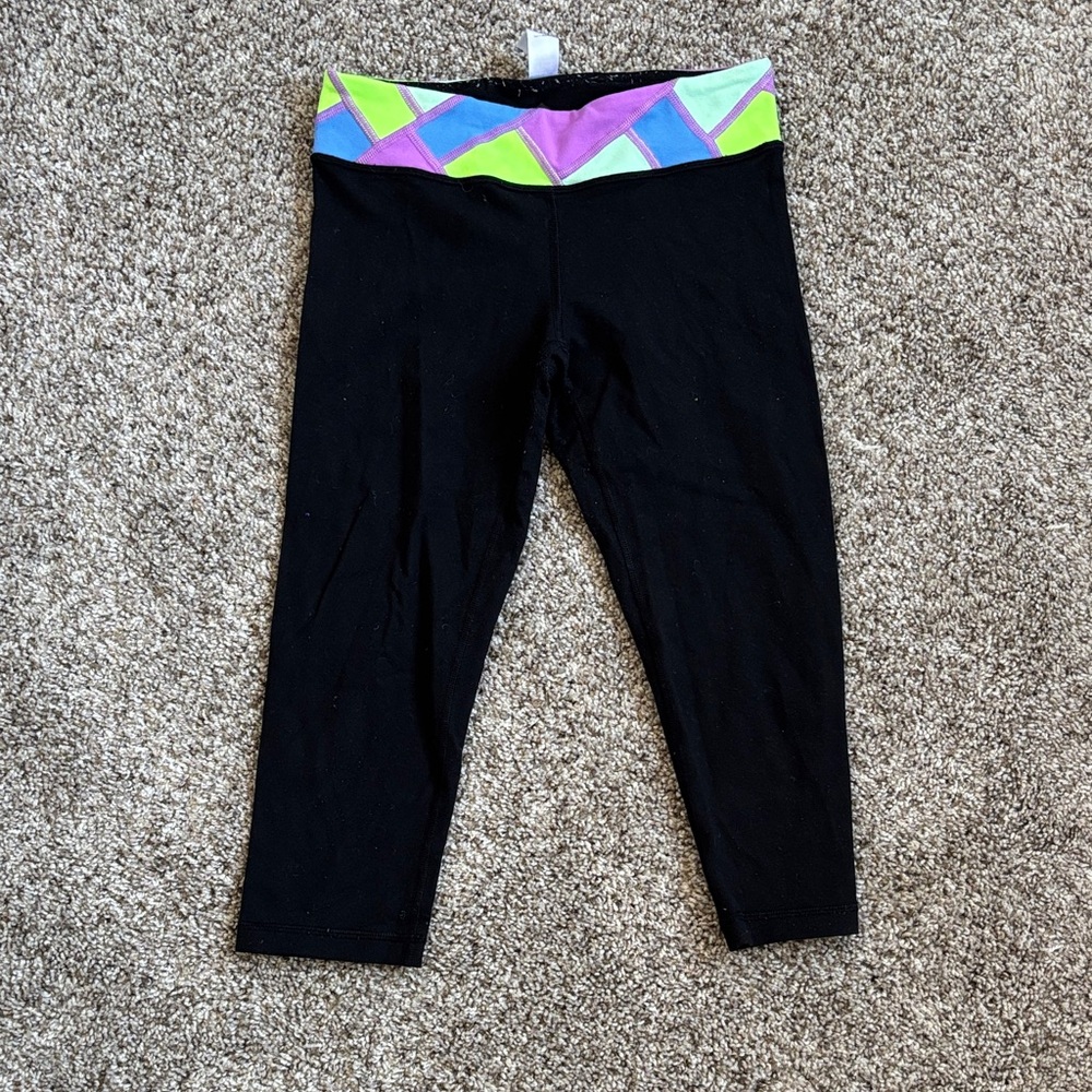 Ivivva Black Leggings with Colorful Waistband